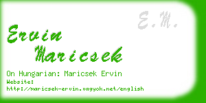 ervin maricsek business card